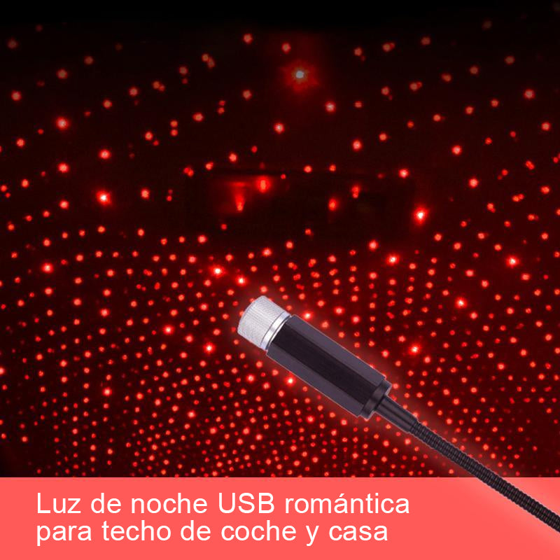 Luz de noche USB romántica para techo de coche y casa