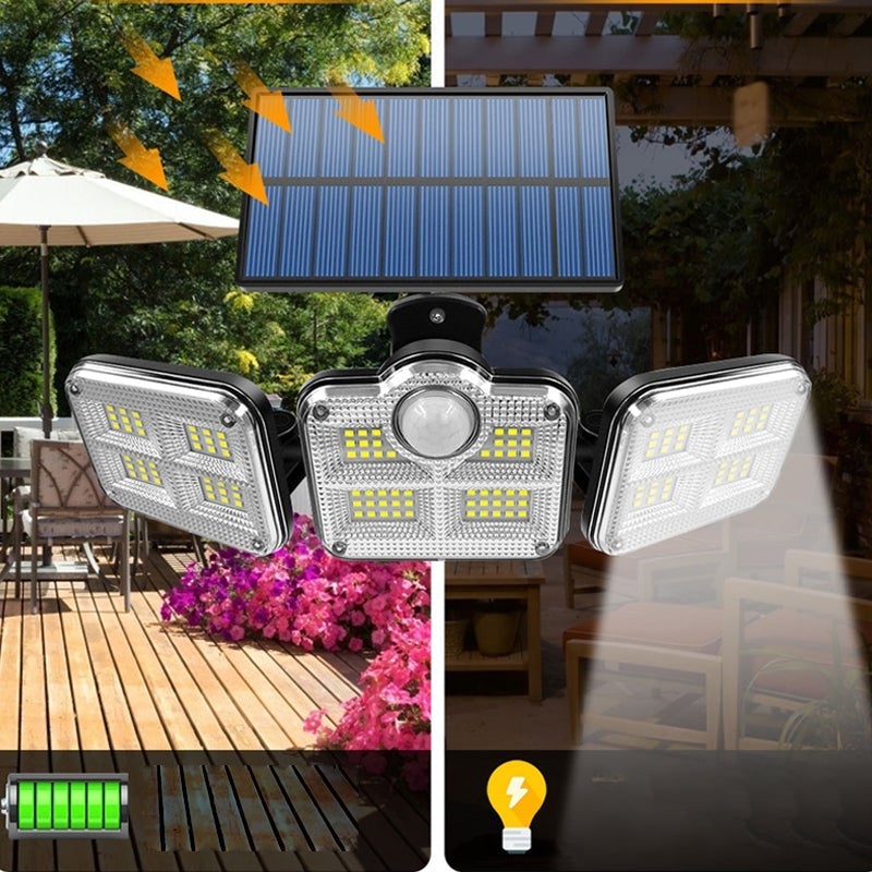 Luz de pared solar LED triple