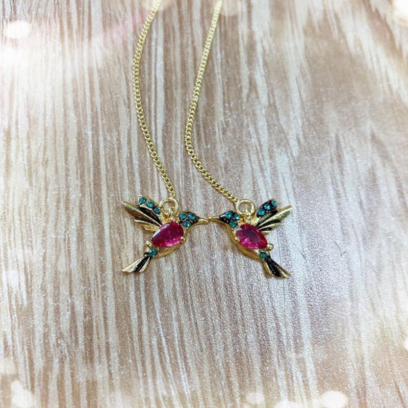 Pendientes de botón de diamantes de imitación de colibrí elegante para mujer