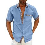 Cargar imagen en el visor de la galería, Camisa casual de verano con cuello de cuadros para hombre
