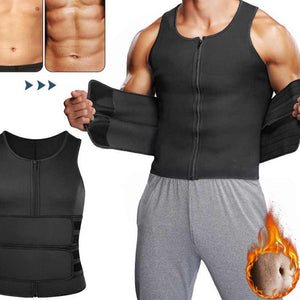 Chaleco de sauna 2 en 1 con entrenador de cintura para hombres