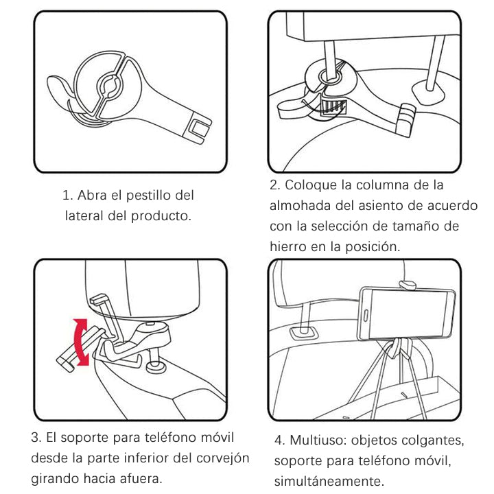 Gancho de coche para soporte de reposacabezas