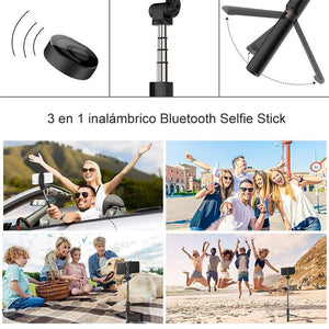 3 en 1 inalámbrico Bluetooth Selfie Stick