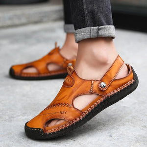 Sandalias de punta cosida a mano para hombres