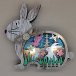 Cargar imagen en el visor de la galería, Decoración Pascua conejito de madera con luz LED
