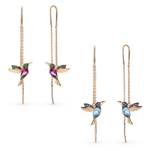 Pendientes de botón de diamantes de imitación de colibrí elegante para mujer