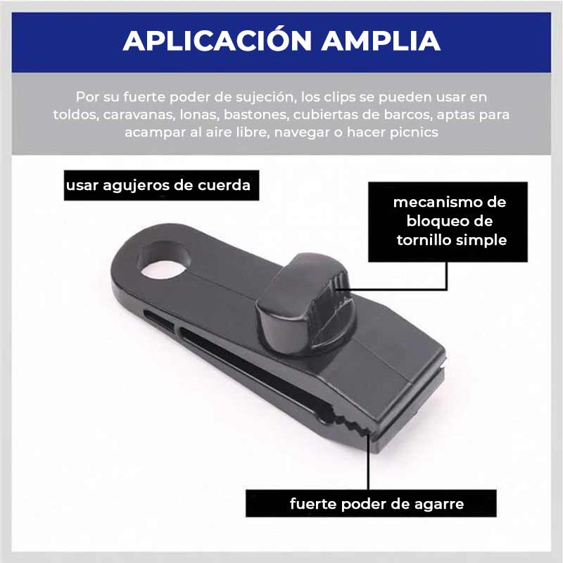 Clip de plástico fijo reutilizable para tienda de campaña al aire libre