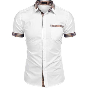 Camisa casual de verano con cuello de cuadros para hombre